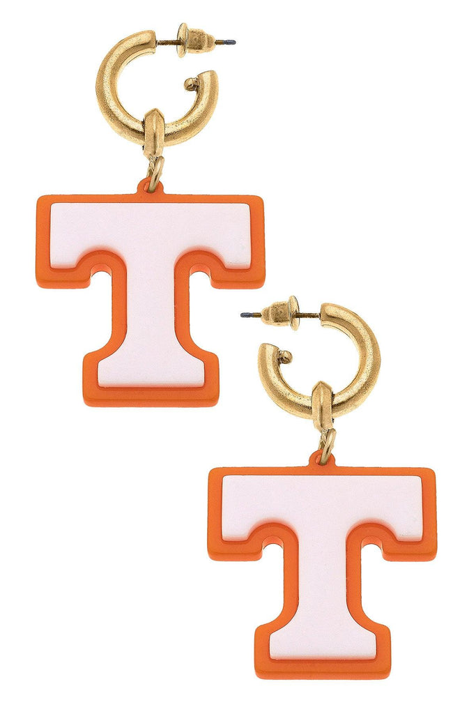 Tennessee Volunteers Resin Logo Drop Hoop Earrings - Canvas Style