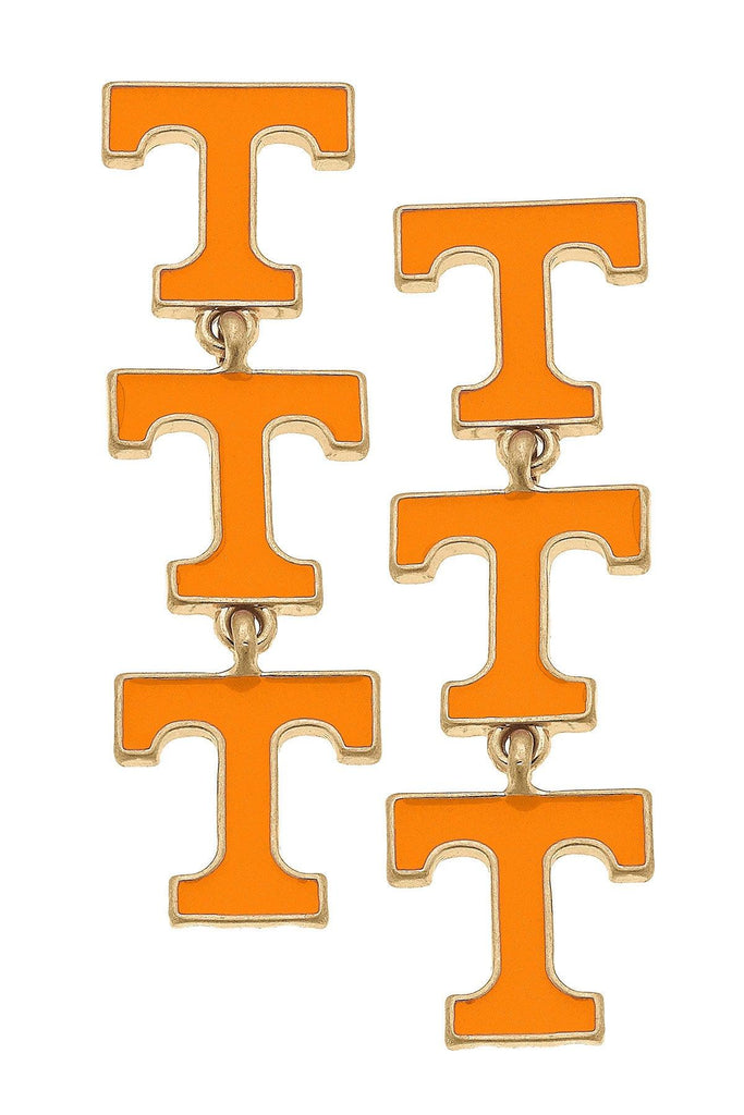 Tennessee Volunteers Triple Drop Enamel Earrings - Canvas Style