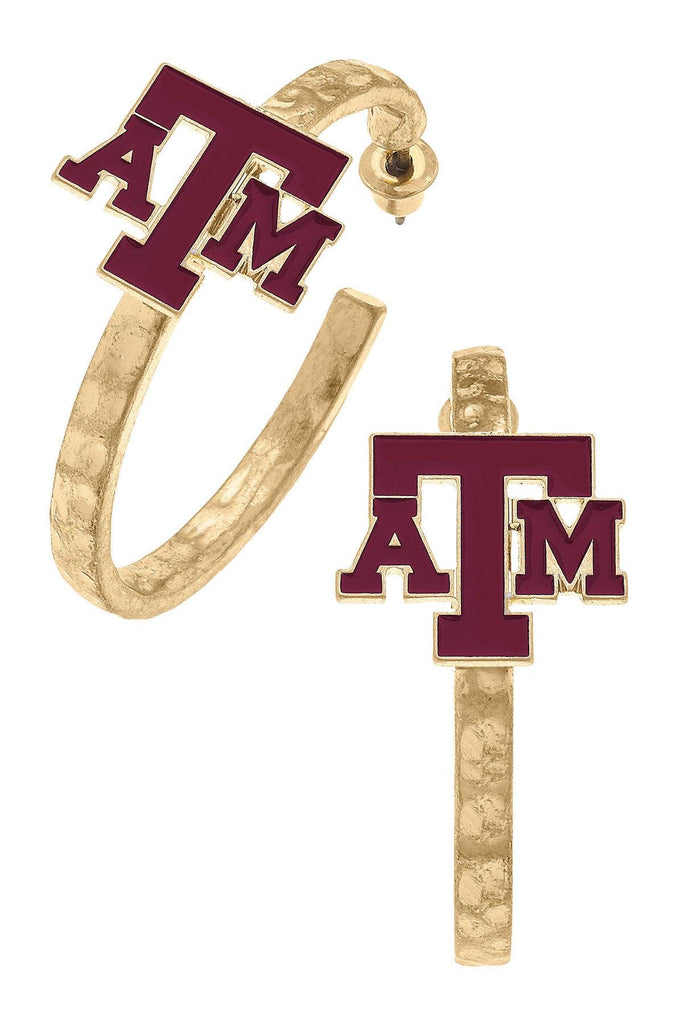 Texas A&M Aggies Enamel Logo Hoop Earrings - Canvas Style