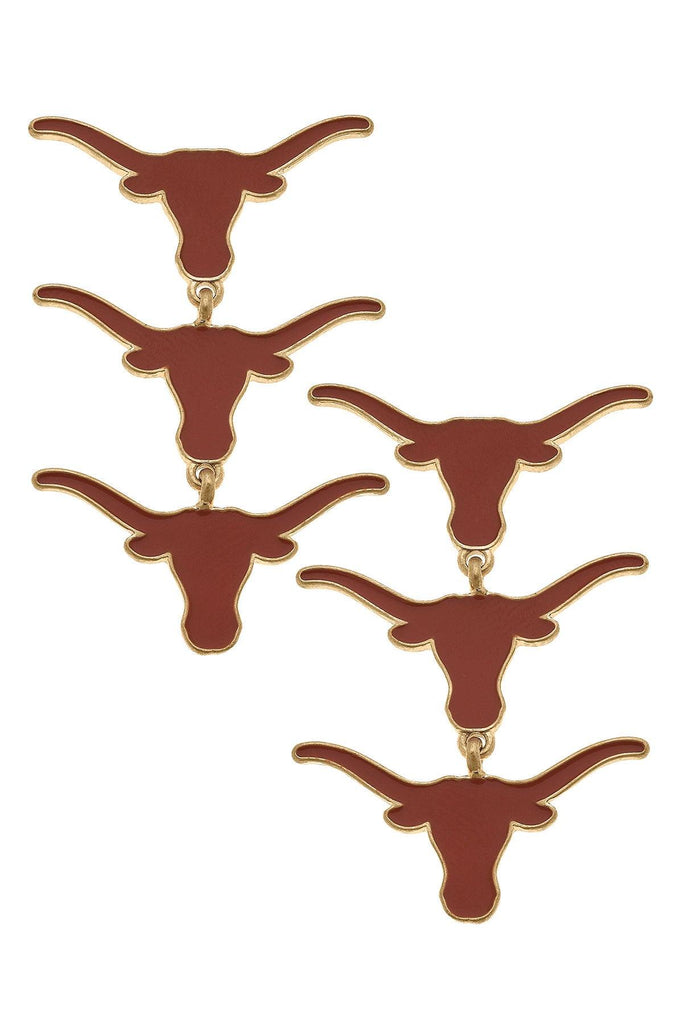 Texas Longhorns Triple Drop Enamel Earrings - Canvas Style