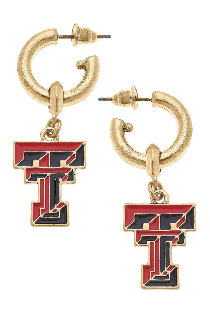 Texas Tech Red Raiders Enamel Drop Hoop Earrings - Canvas Style