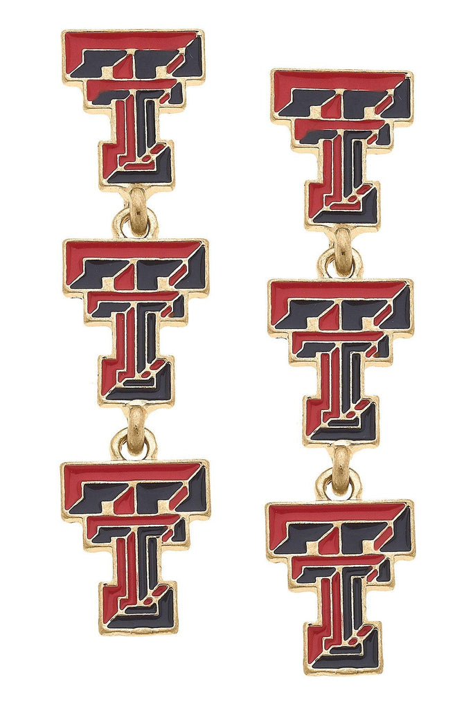 Texas Tech Red Raiders Triple Drop Enamel Earrings - Canvas Style