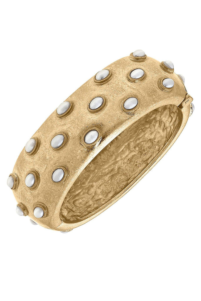 Willow Pearl Studded Statement Hinge Bangle - Canvas Style