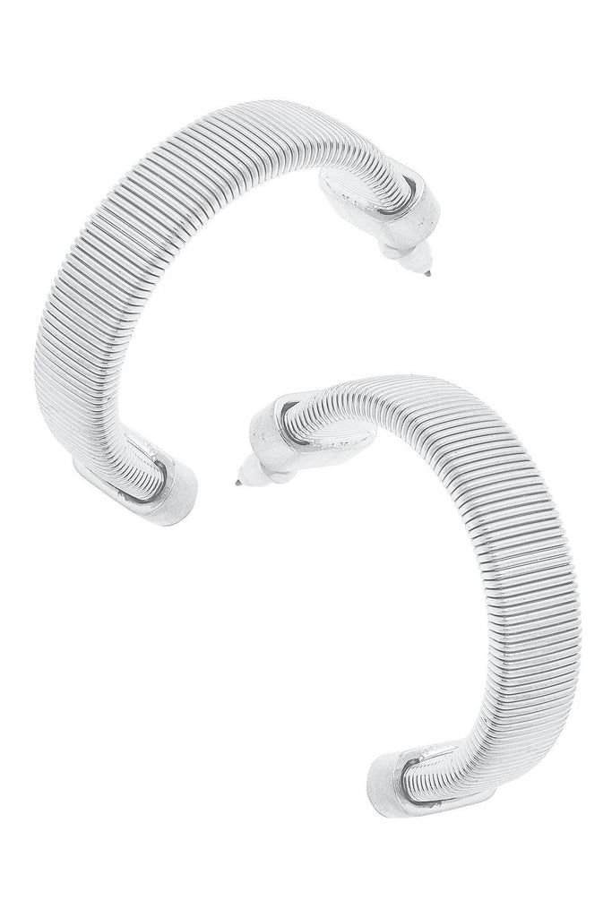 Winston Watchband Hoop Earrings in Satin Silver - Canvas Style
