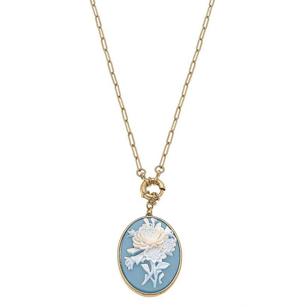 Emilie Resin Pendant Necklace in Wedgwood Blue - Canvas Style