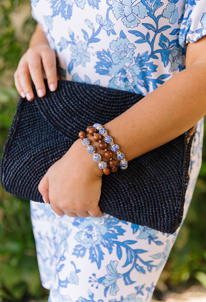 chinoiserie grandmillennial blue and white jewelry via CANVAS Style 