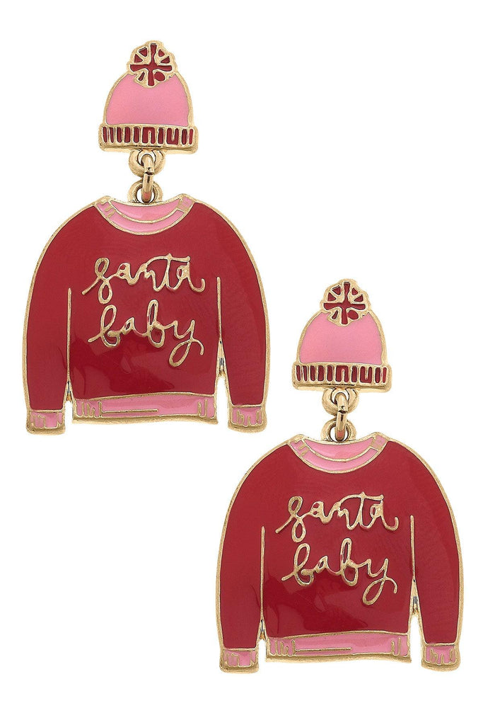 Santa Baby Sweater Enamel Earrings - Canvas Style