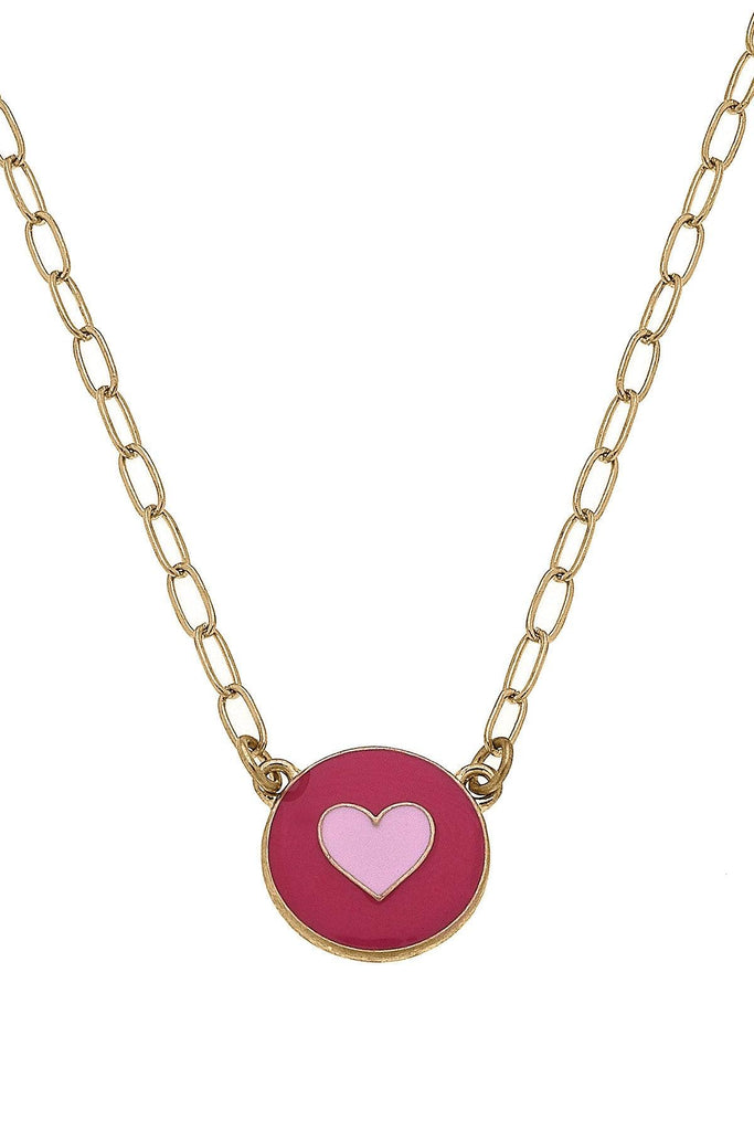 Love Heart Enamel Pendant Necklace - Canvas Style