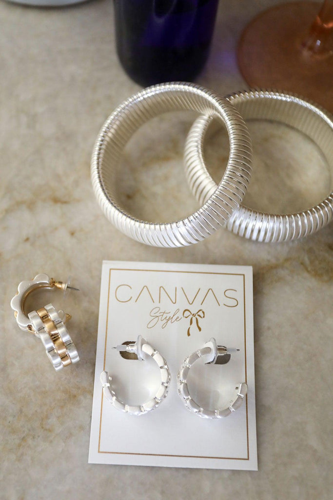 Carter Watchband Open Hoop Earrings - Canvas Style