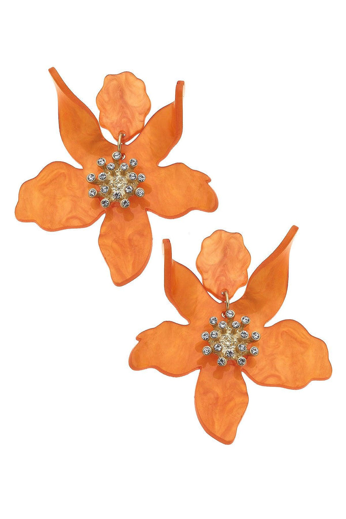 Chloe Resin Flower Statement Earrings - Canvas Style