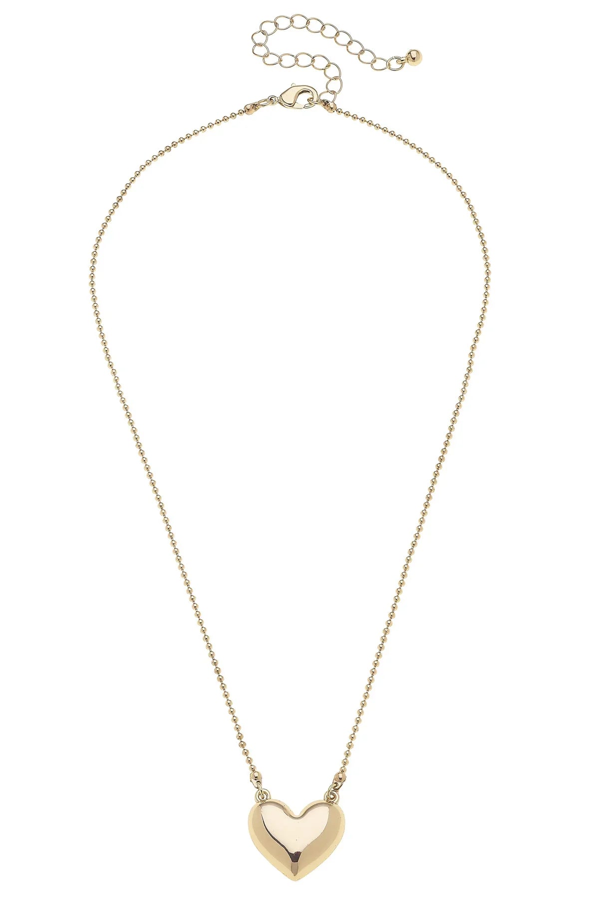 Alyssa Heart Ball Chain Necklace in Shiny Gold