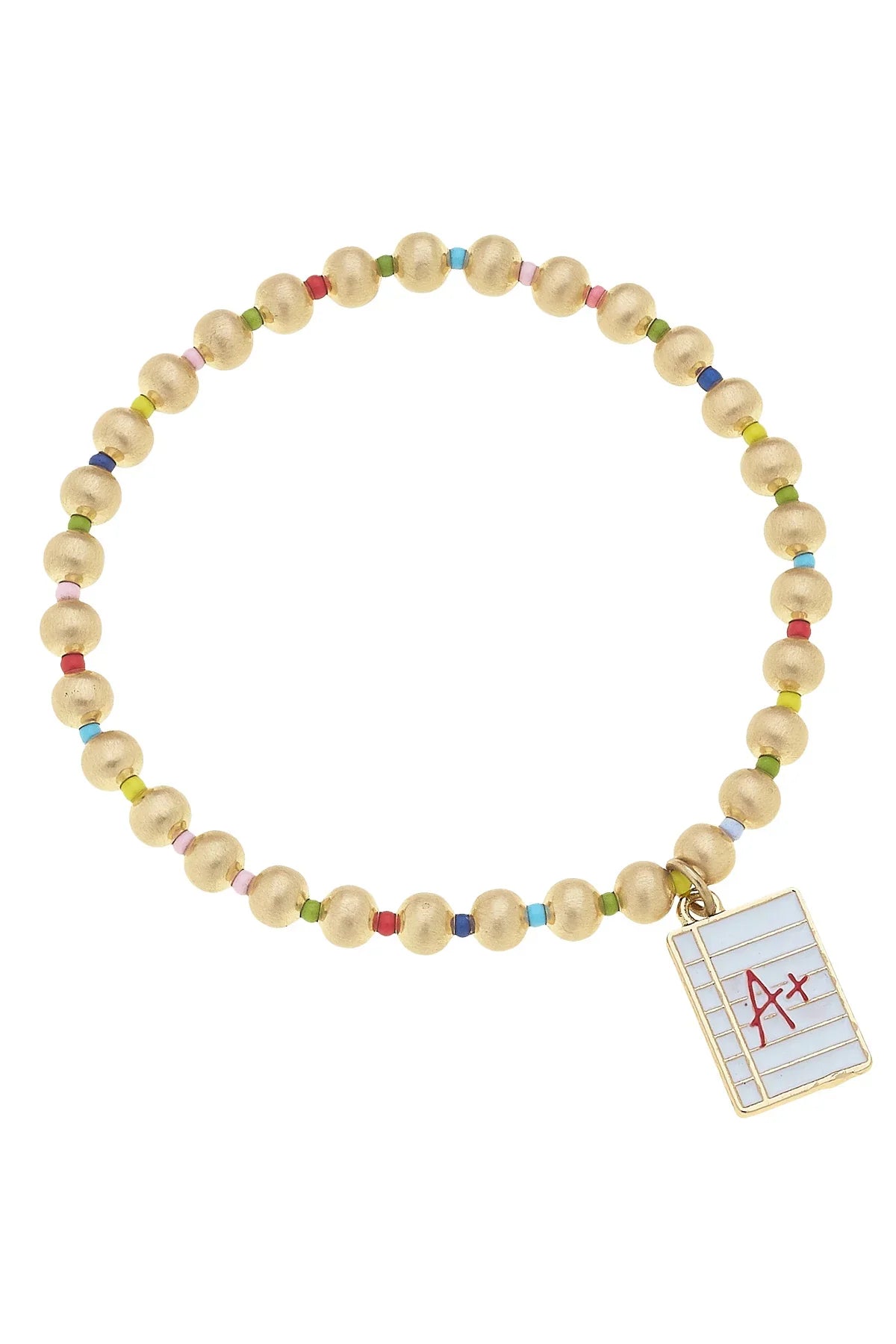 A+ Student Rainbow Ball Bead Stretch Bracelet in Multi