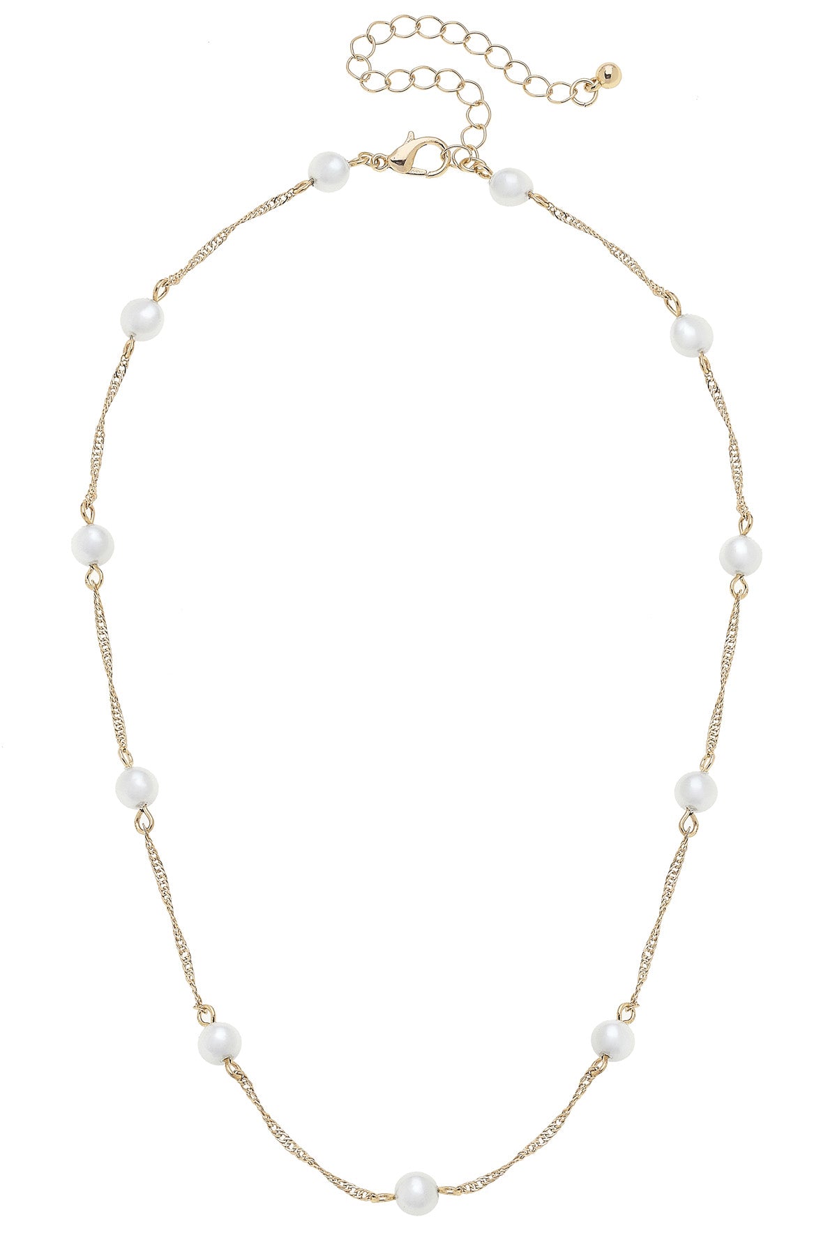 ☆ENGBROX☆ audrey ribbon pearl necklace EBNL24066SV Audrey Pearl Necklace in Ivory & Shiny Gold – Canvas Style