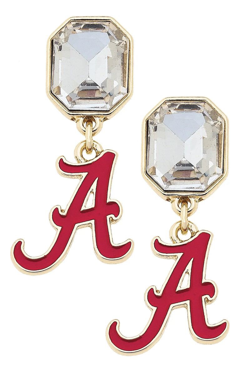 Alabama Crimson Tide Rhinestone Enamel Logo Earrings – Canvas Style