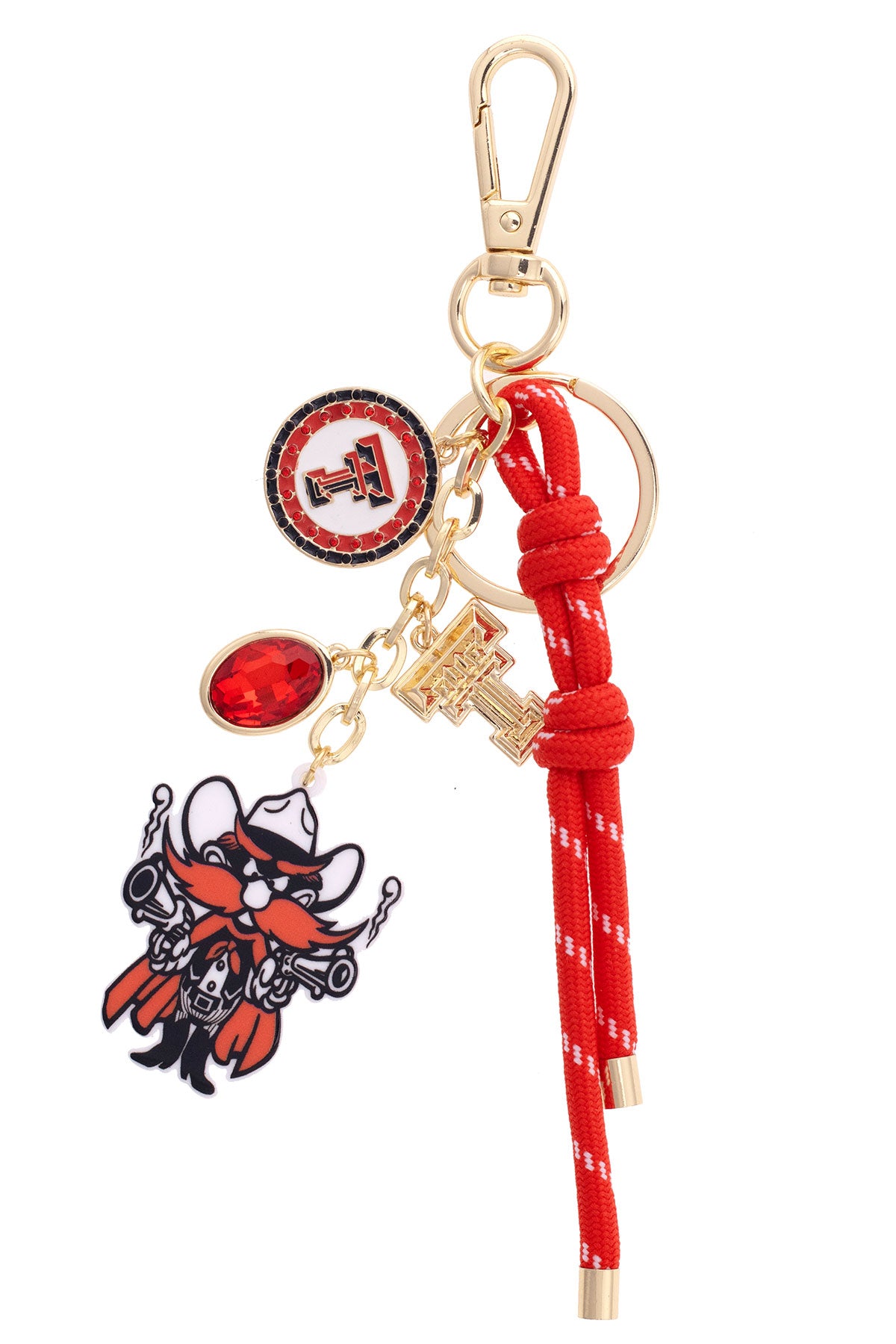 Texas Tech Red Raiders Cluster Bag Charm in Red & Shiny Gold