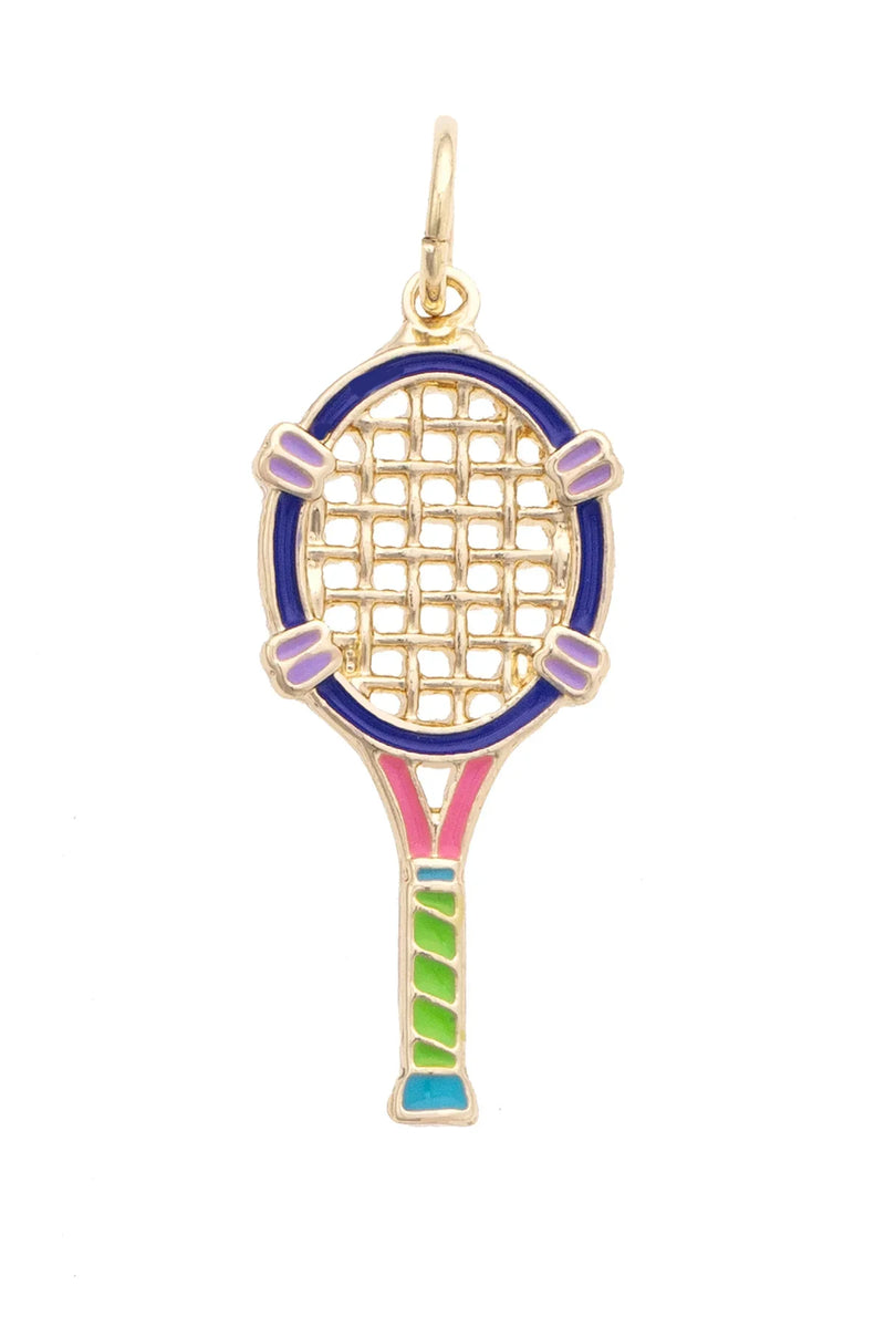 Bright Tennis Racquet Charm in Multi – Canvas Style