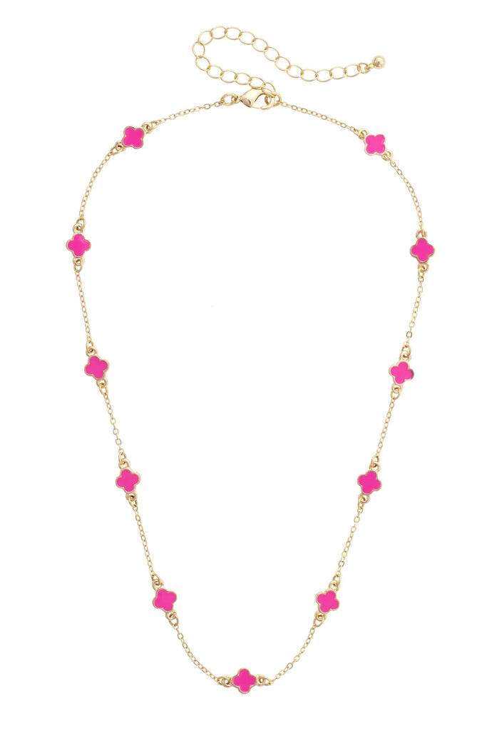 Margaret Dainty Clover Necklace in Pink – Canvas Style