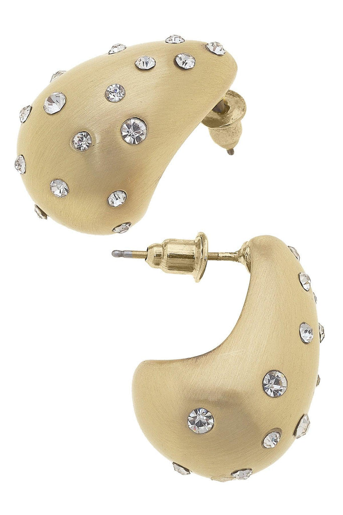 Adara Pave Sculpted Hoop Earrings in Satin Gold - Canvas Style