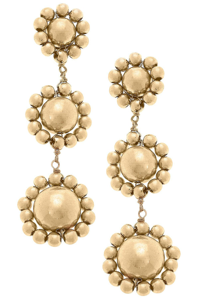 Adelaide Statement Drop Earrings in Worn Gold - Canvas Style