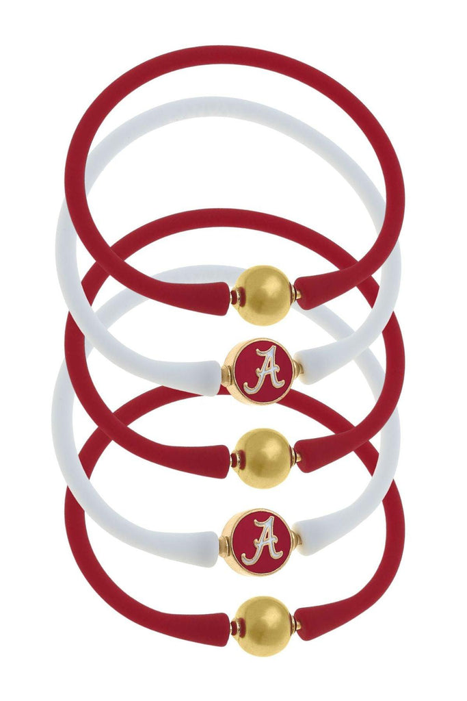 Alabama Crimson Tide 24K Gold Plated Bali Bracelet Stack (Set of 5) - Canvas Style