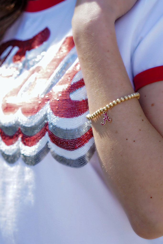 Alabama Crimson Tide Ball Bead Stretch Bracelet - Canvas Style