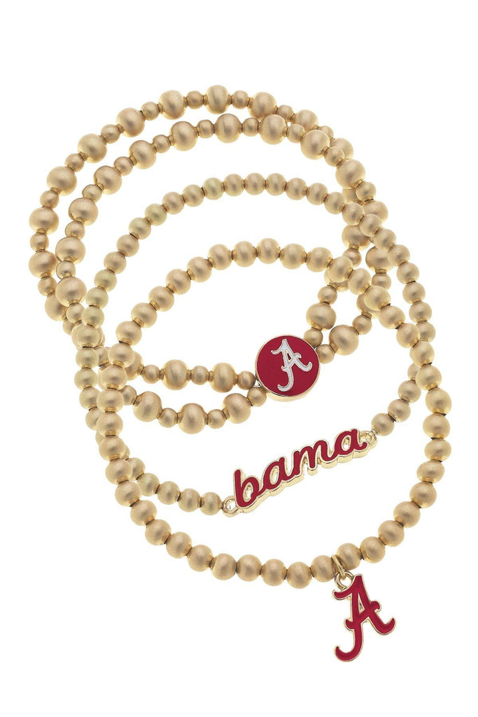 Alabama Crimson Tide Ball Bead Stretch Bracelet Stack - Canvas Style