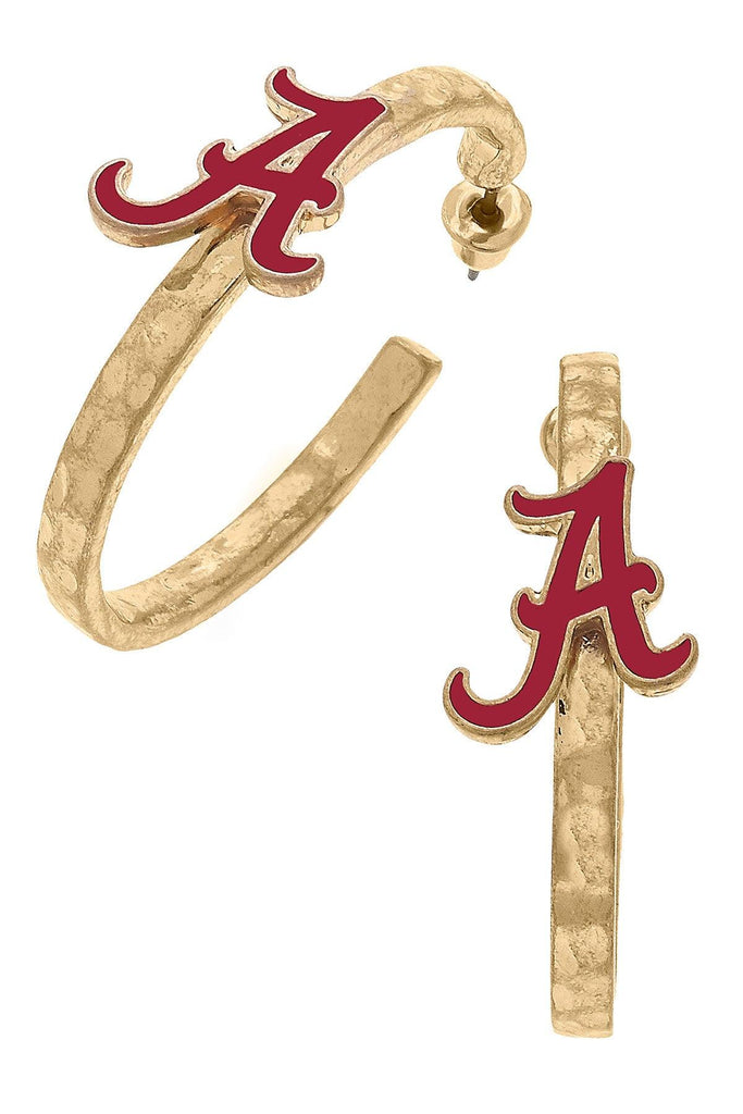 Alabama Crimson Tide Enamel Logo Hoop Earrings - Canvas Style