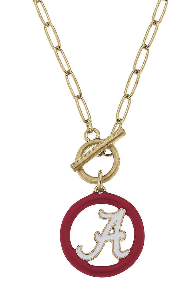 Alabama Crimson Tide Enamel Logo T-Bar Necklace - Canvas Style