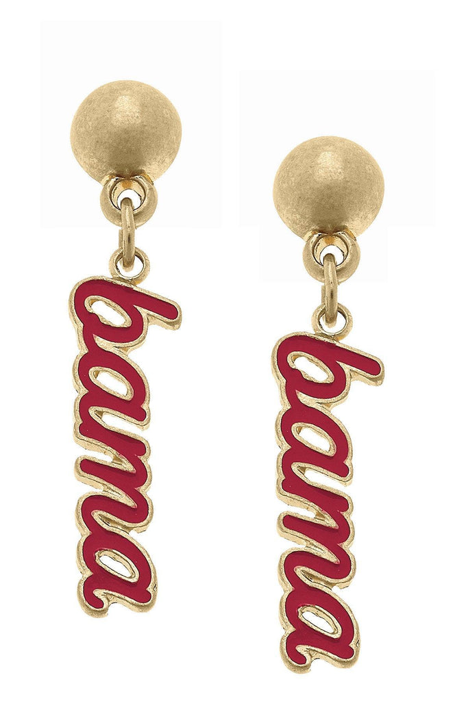 Alabama Crimson Tide Enamel Script Earrings - Canvas Style