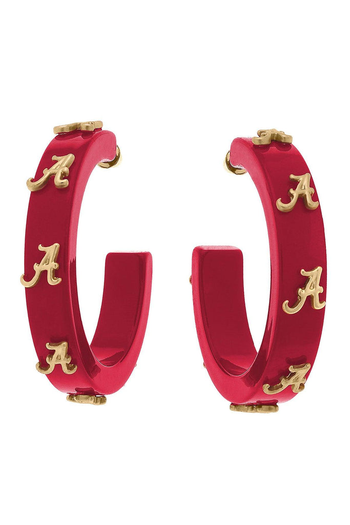 Alabama Crimson Tide Resin Logo Hoop Earrings - Canvas Style