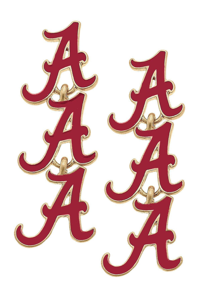 Alabama Crimson Tide Triple Drop Enamel Earrings - FINAL SALE - Canvas Style