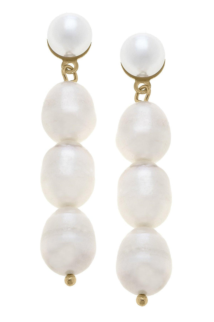 Alessandra Baroque Pearl Drop Earrings in Ivory - Canvas Style