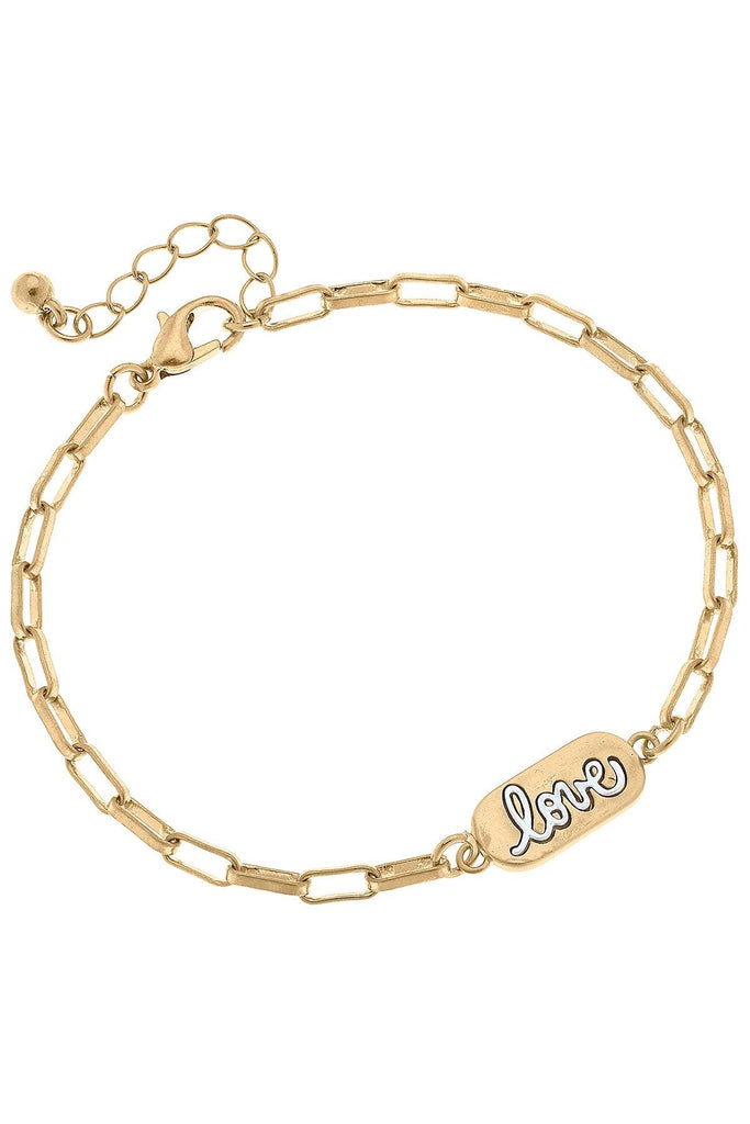Allison Love Chain Bracelet in Worn Gold - Canvas Style