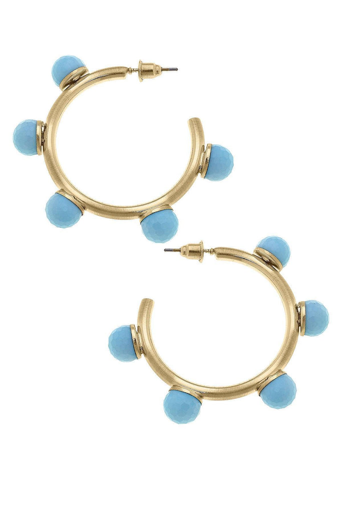 Allison Resin Beaded Hoop Earrings in Light Blue – Canvas Style