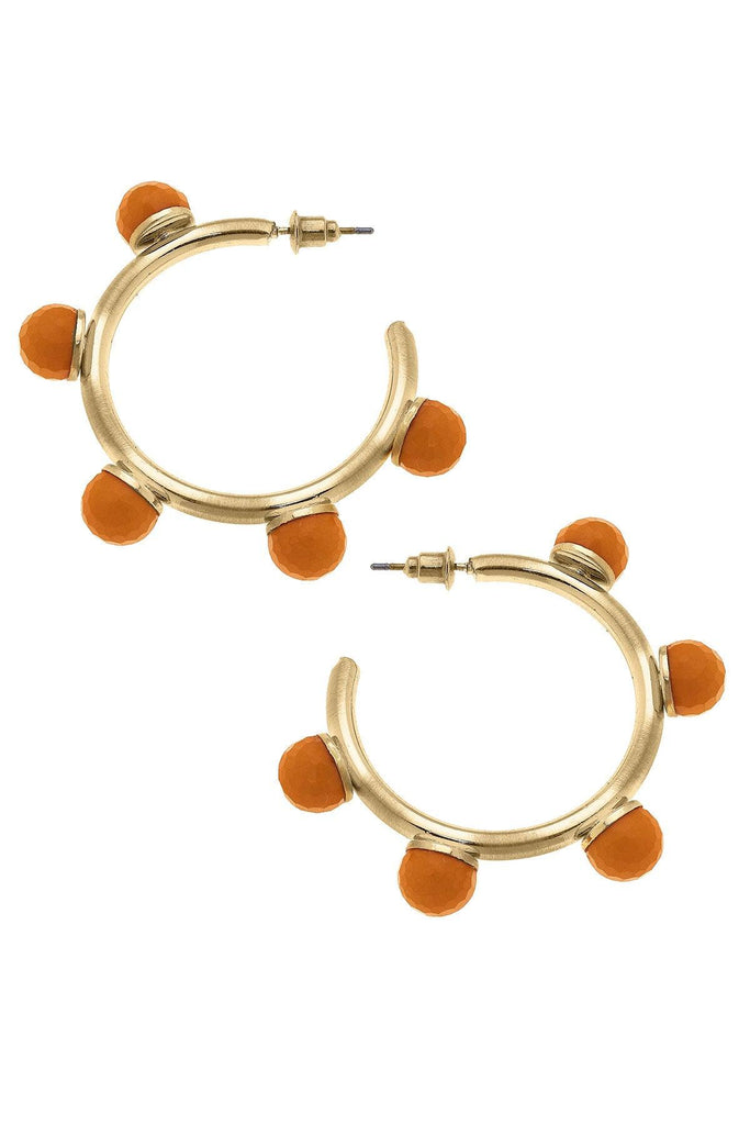 Allison Resin Beaded Hoop Earrings in Orange - Canvas Style