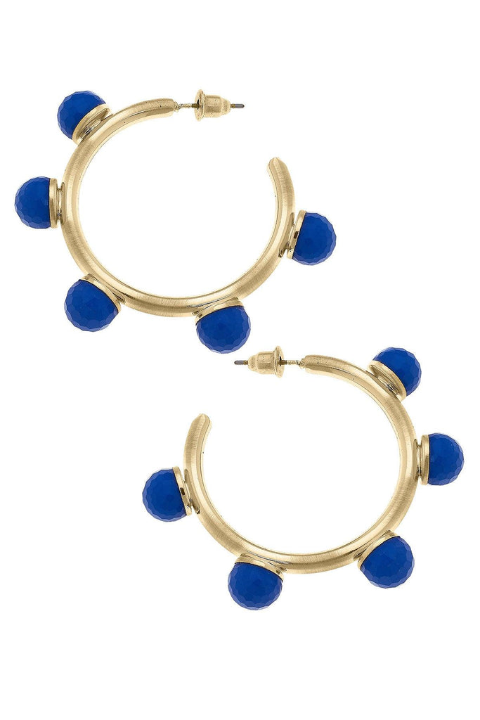 Allison Resin Beaded Hoop Earrings in Royal Blue - Canvas Style
