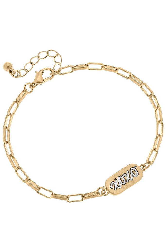 Allison XOXO Chain Bracelet in Worn Gold - Canvas Style