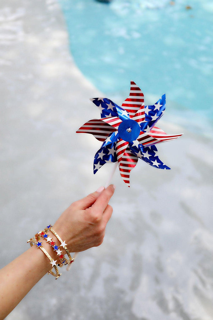 Americana Enamel Stars Bangle in Red, White & Blue - Canvas Style