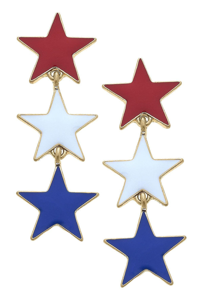 Americana Enamel Stars Earrings in Red, White & Blue - Canvas Style
