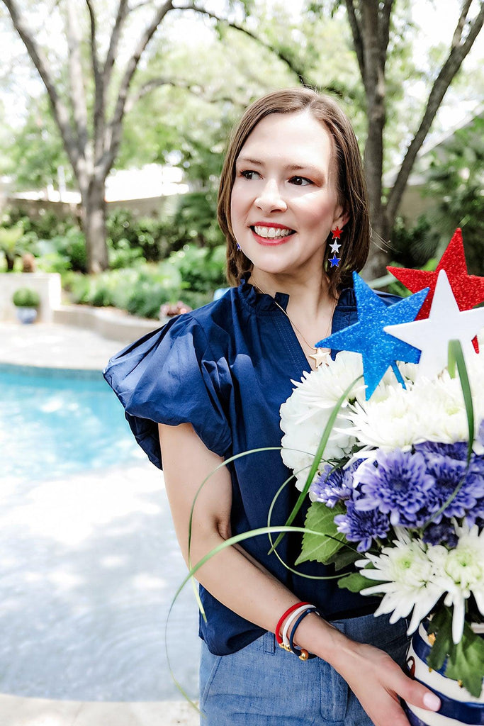 Americana Enamel Stars Earrings in Red, White & Blue - Canvas Style