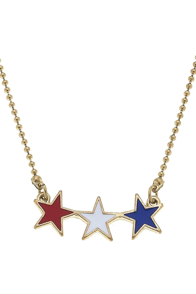 Americana Enamel Stars Necklace in Red, White & Blue - Canvas Style