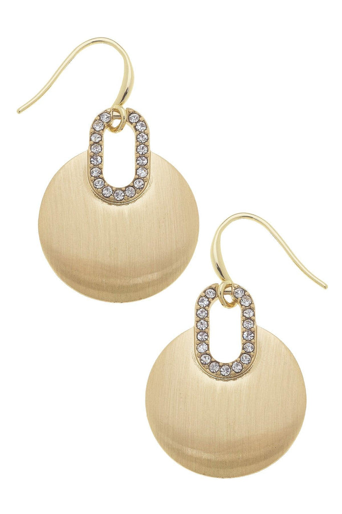 Angelina Pave Circle Drop Earrings in Satin Gold - Canvas Style