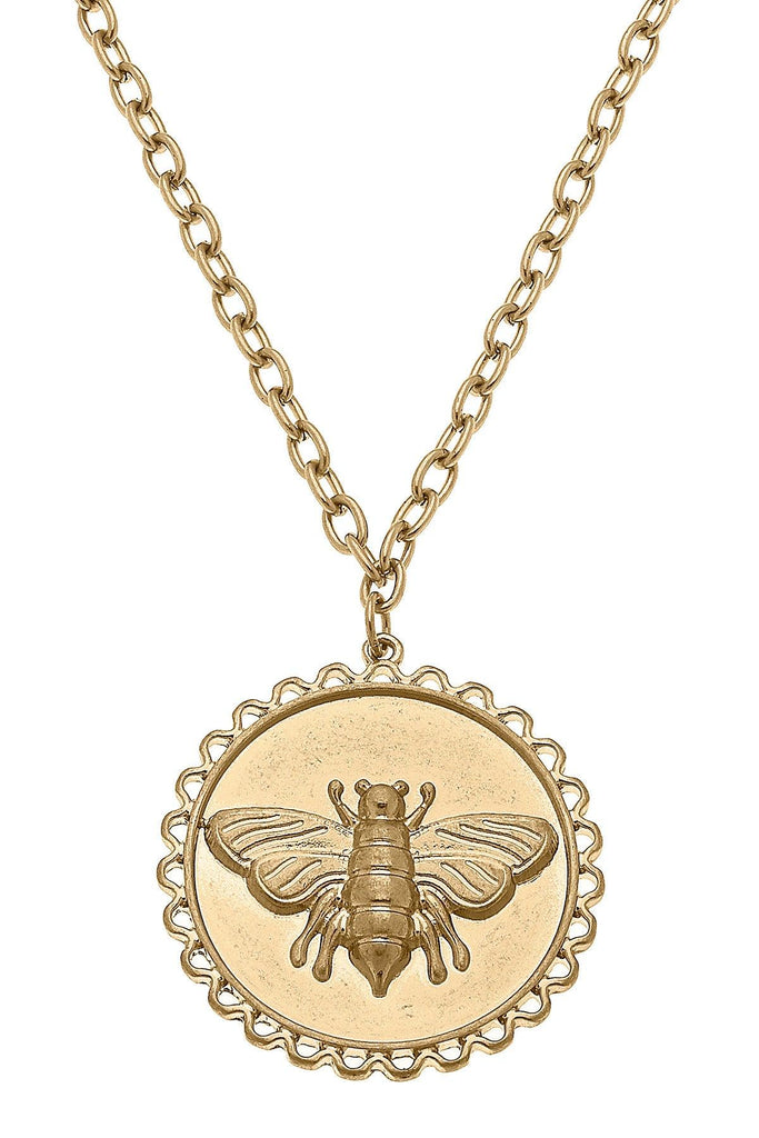 Anna Bee Pendant Necklace in Worn Gold - Canvas Style