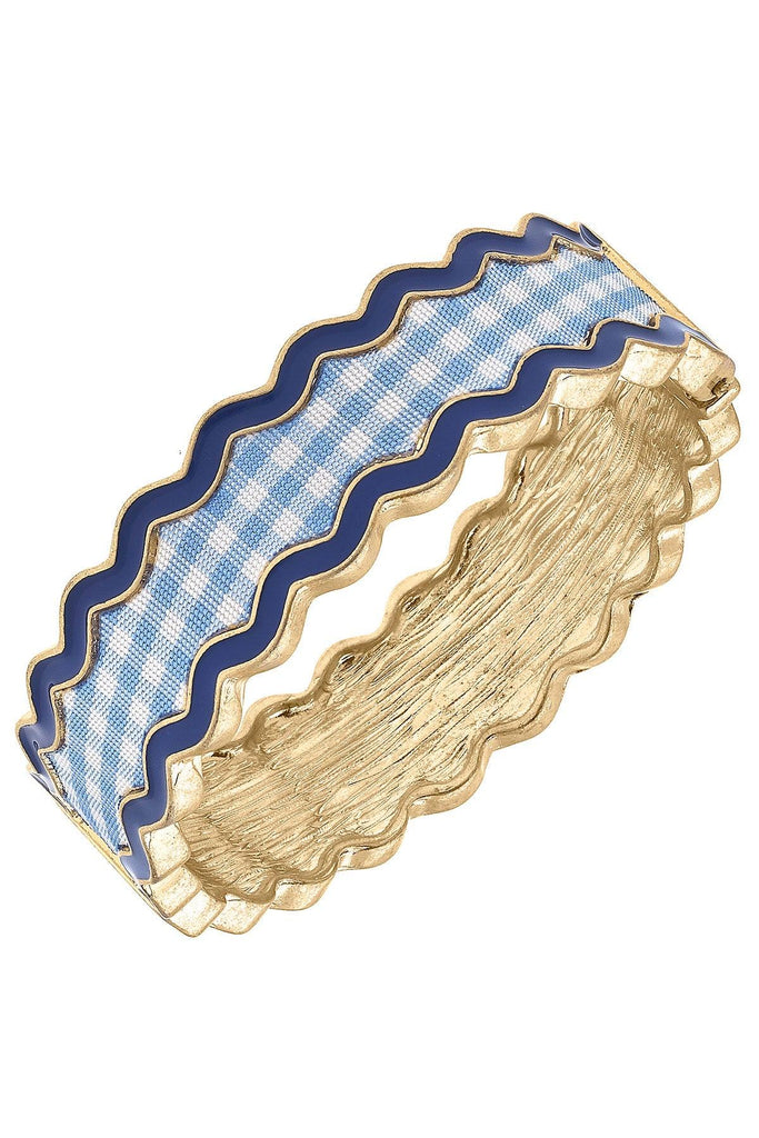 Annalise Gingham Statement Bangle in Blue - Canvas Style