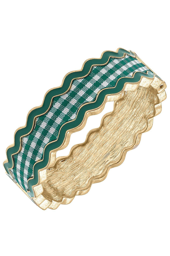 Annalise Gingham Statement Bangle in Green - Canvas Style