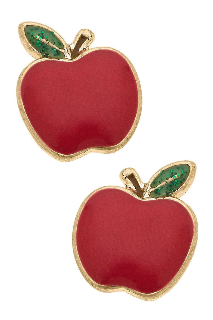 Apple Enamel Stud Earrings - Canvas Style
