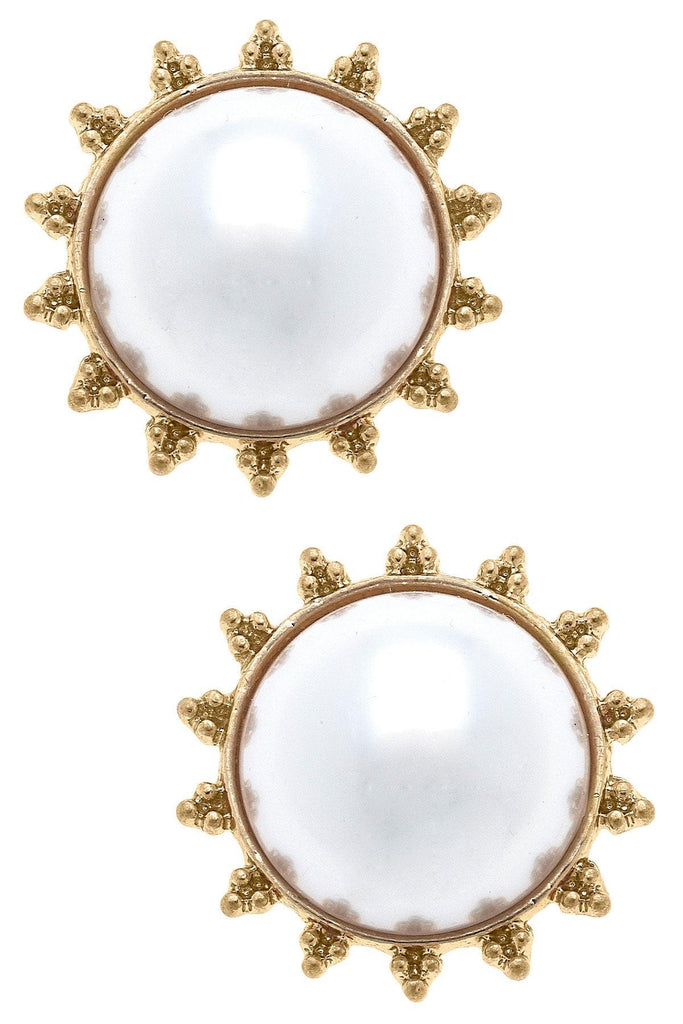 Arabella Pearl Stud Earrings in Ivory - Canvas Style