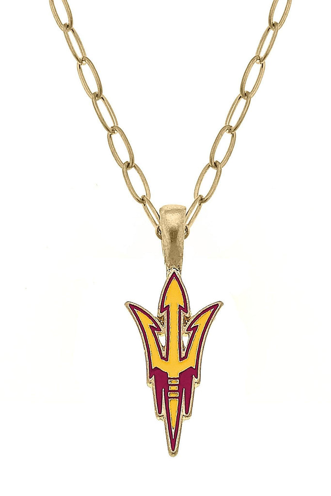 Arizona State Sun Devils Enamel Pendant Necklace in Maroon/Gold - Canvas Style