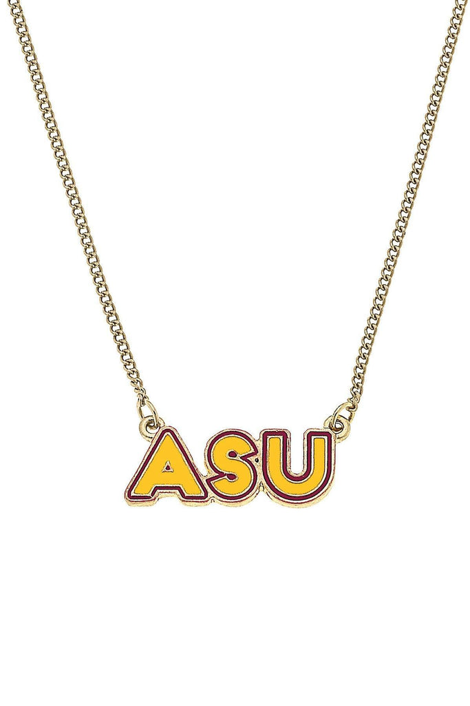 Arizona State Sun Devils Outline Enamel Necklace in Maroon/Gold - Canvas Style