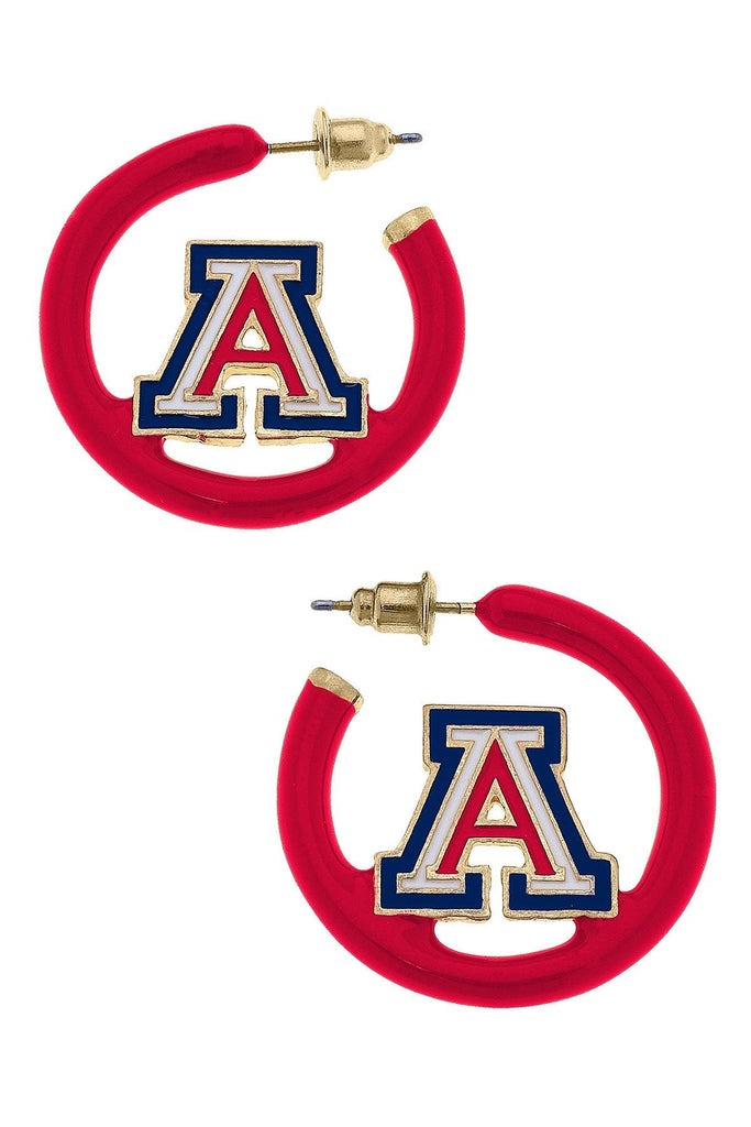 Arizona Wildcats Enamel Logo Earrings in Blue/Red - Canvas Style